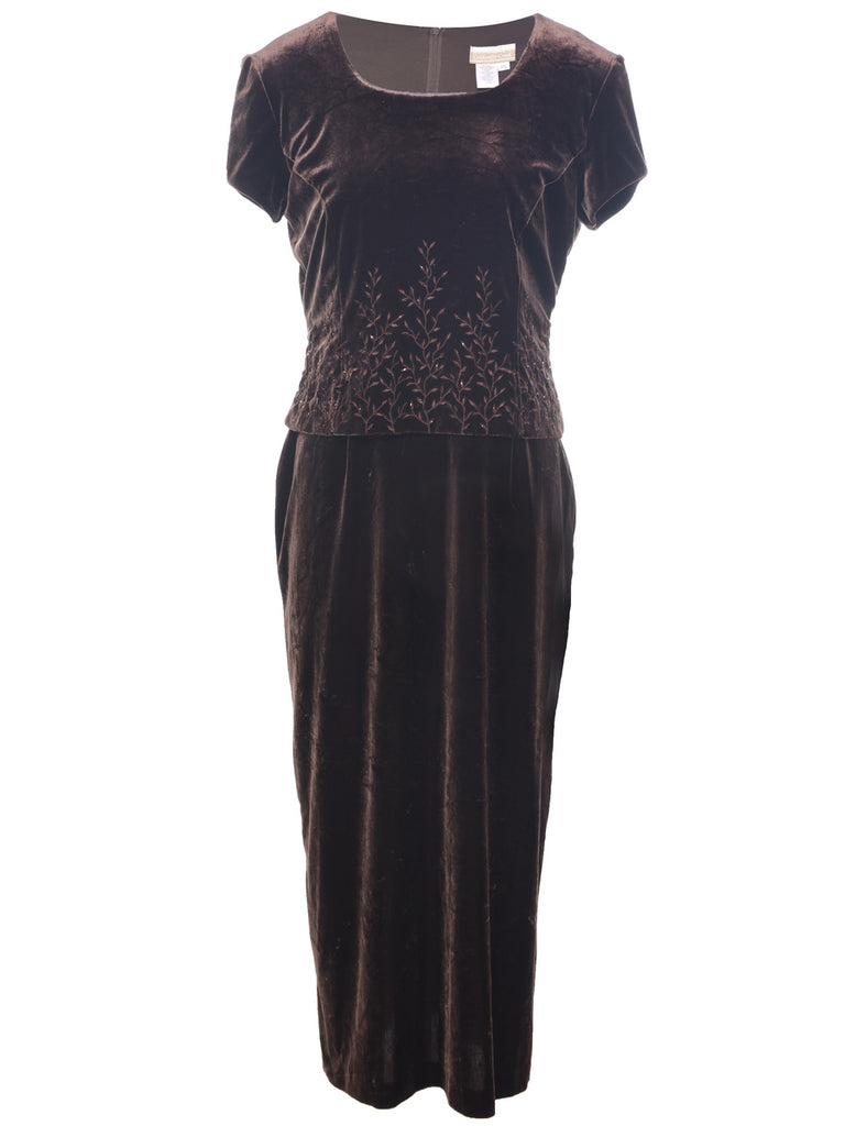 Dark Brown Evening Dress - M