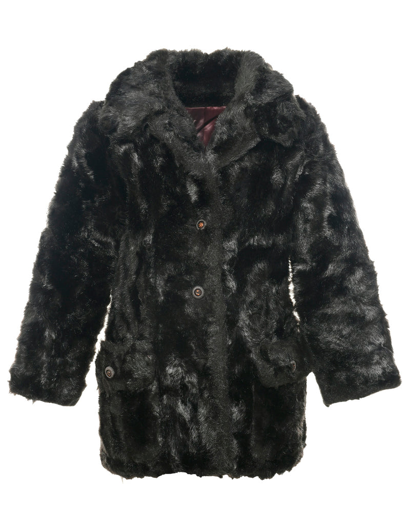 Dark Brown Faux Fur Coat - L