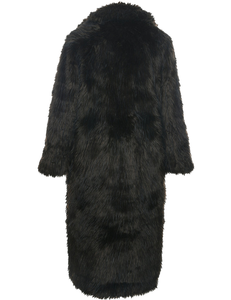 Dark Brown Faux Fur Coat - M