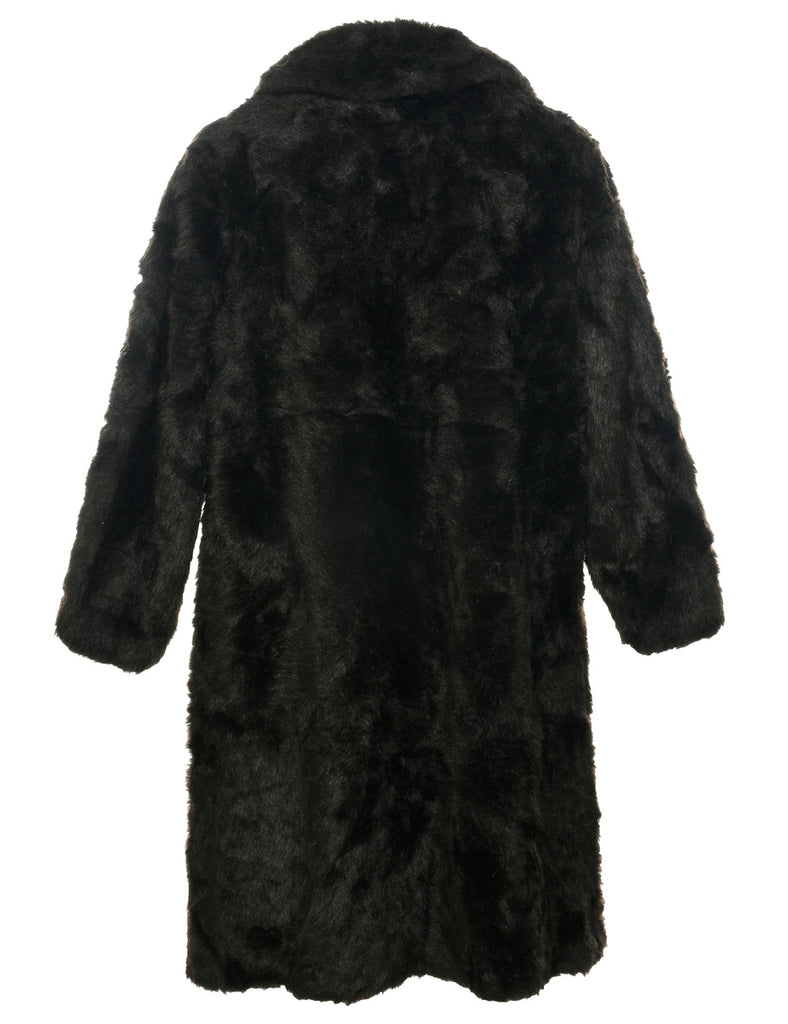 Dark Brown Faux Fur Coat - L