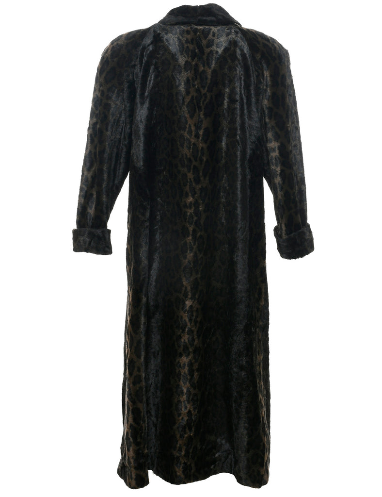 Dark Brown Faux Fur Coat - M