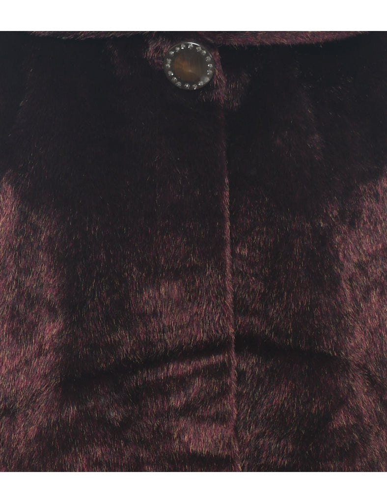 Dark Brown Faux Fur Coat - L