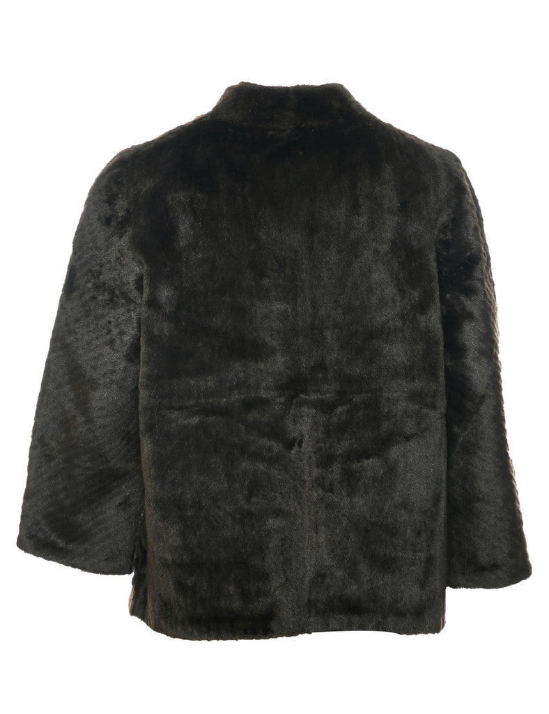 Dark Brown Faux Fur Jacket - M