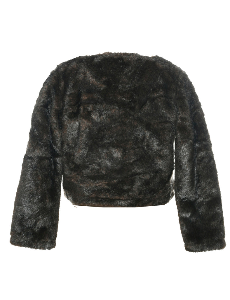 Dark Brown Faux Fur Jacket - M