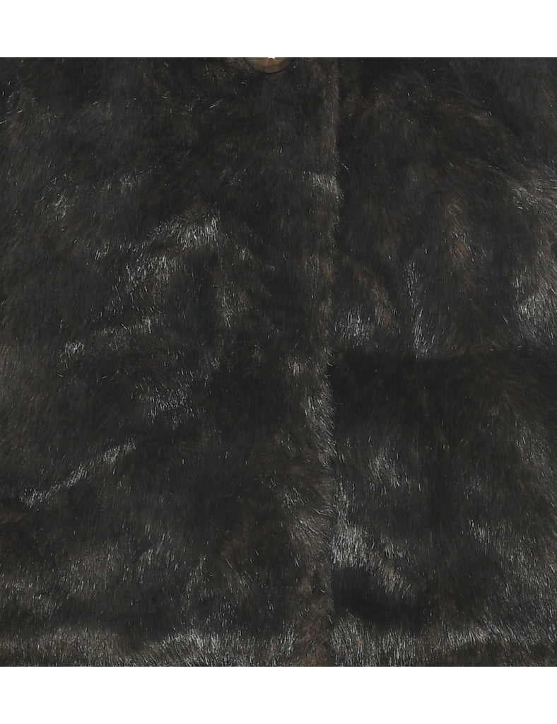 Dark Brown Faux Fur Jacket - M