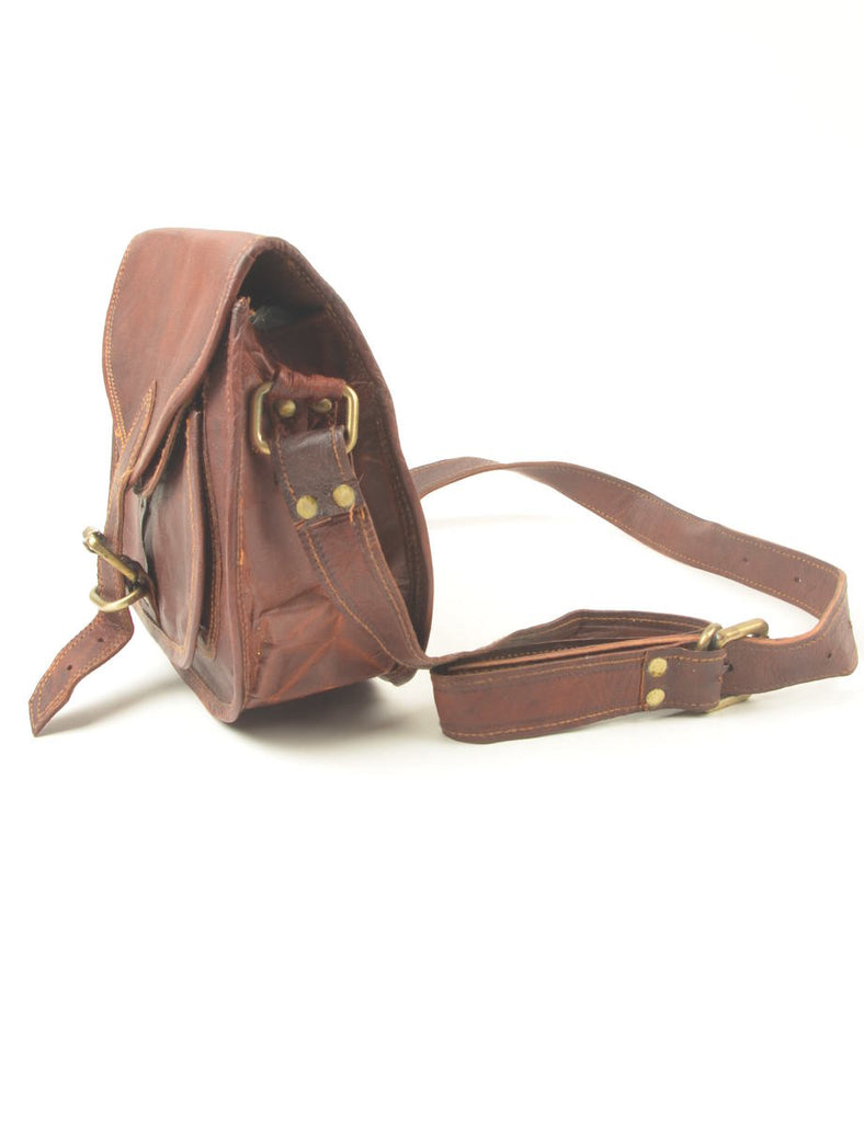 Dark Brown & Gold Detail Small Satchel Bag - M