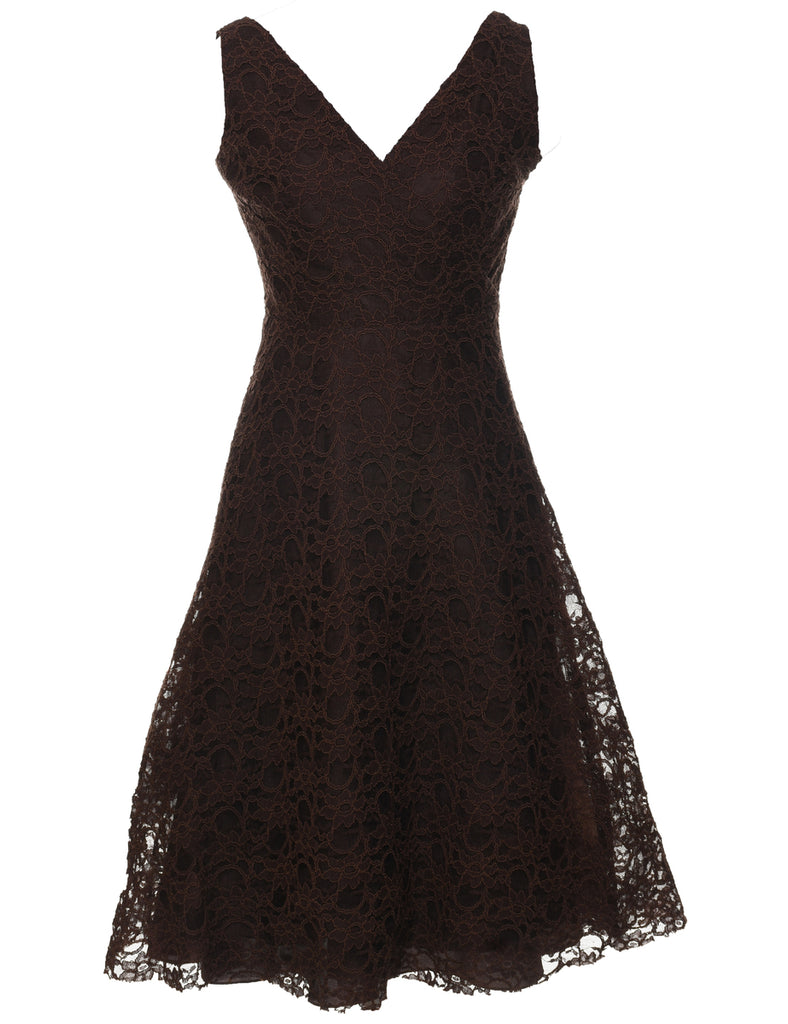 Dark Brown Lace Evening Dress - S