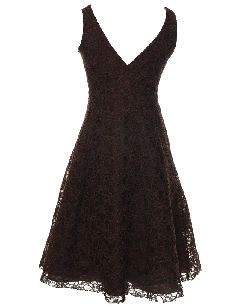 Dark Brown Lace Evening Dress - S