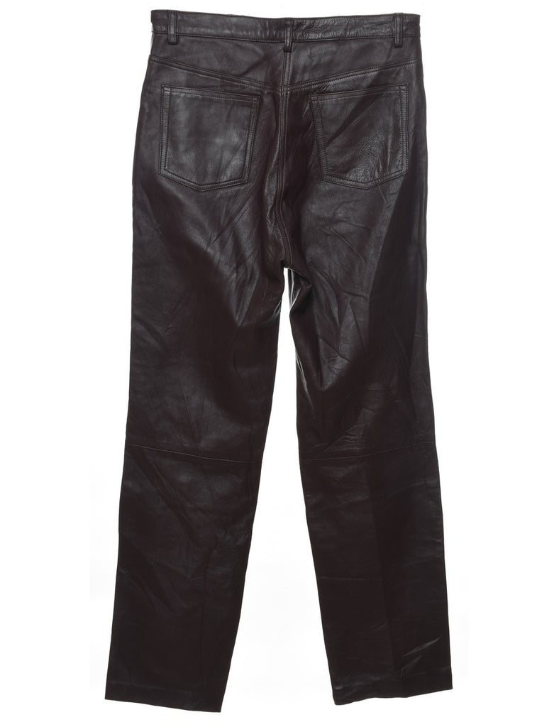 Dark Brown Leather Trousers - W30 L31