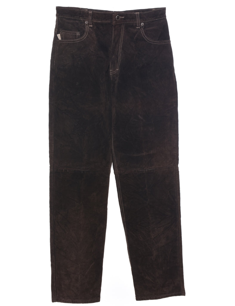 Dark Brown Suede Trousers - W30 L32