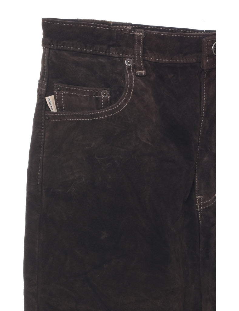 Dark Brown Suede Trousers - W30 L32