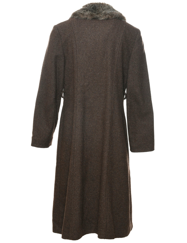 Dark Brown Wool Coat - M