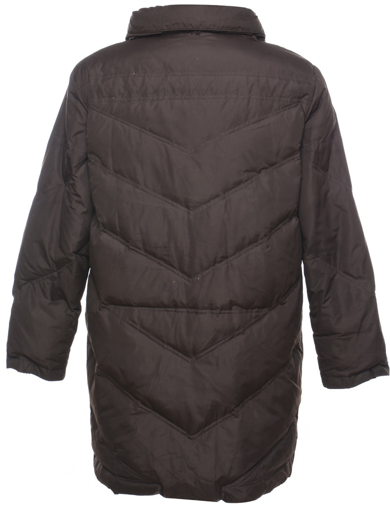 Dark Brown Zip-Front Puffer Jacket - L