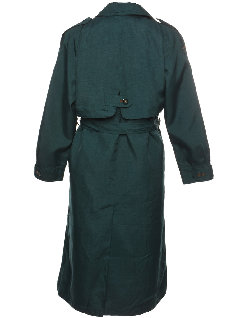 Dark Green Belt Fasten Trench Coat - M