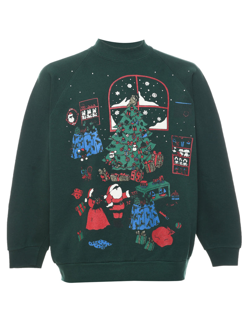 Dark Green Christmas Sweatshirt - L