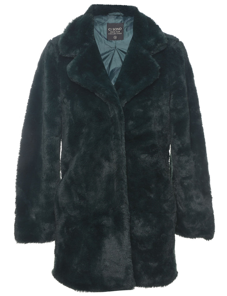 Dark Green Faux Fur Coat - S