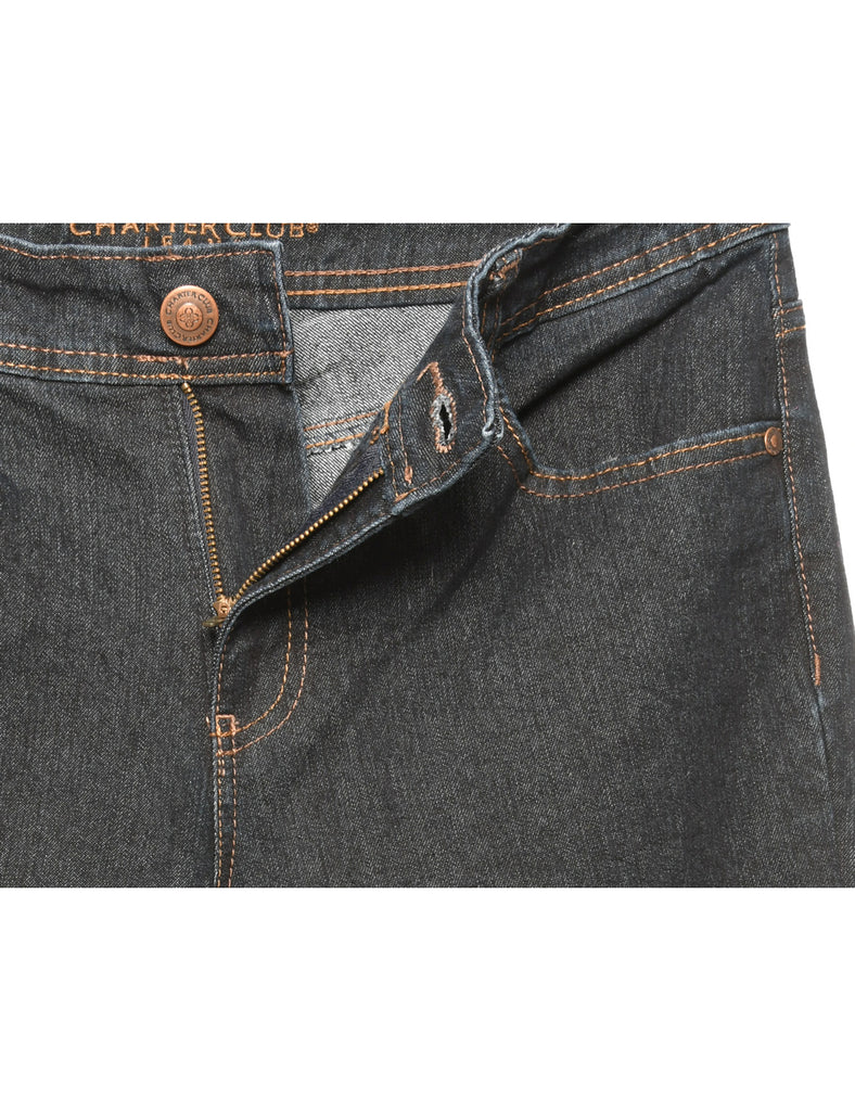 Dark Wash Zip Front Straight Fit Jeans - W32 L30