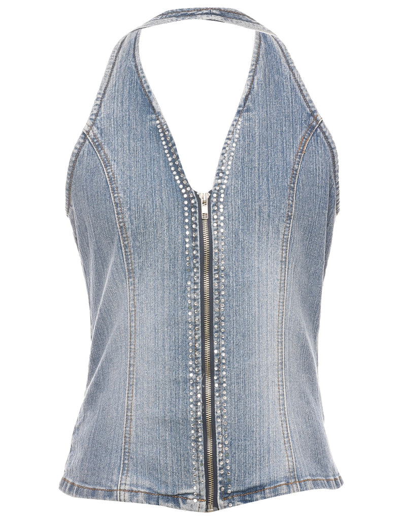 Denim Halter Neck Top - M