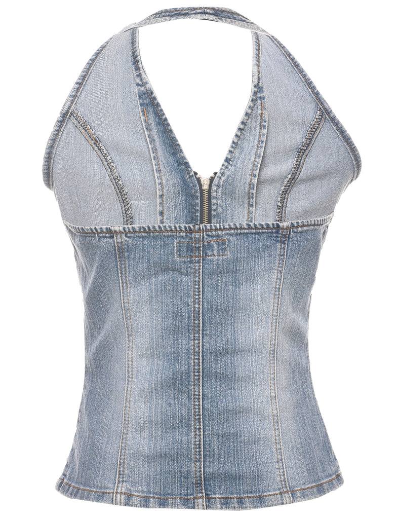 Denim Halter Neck Top - M