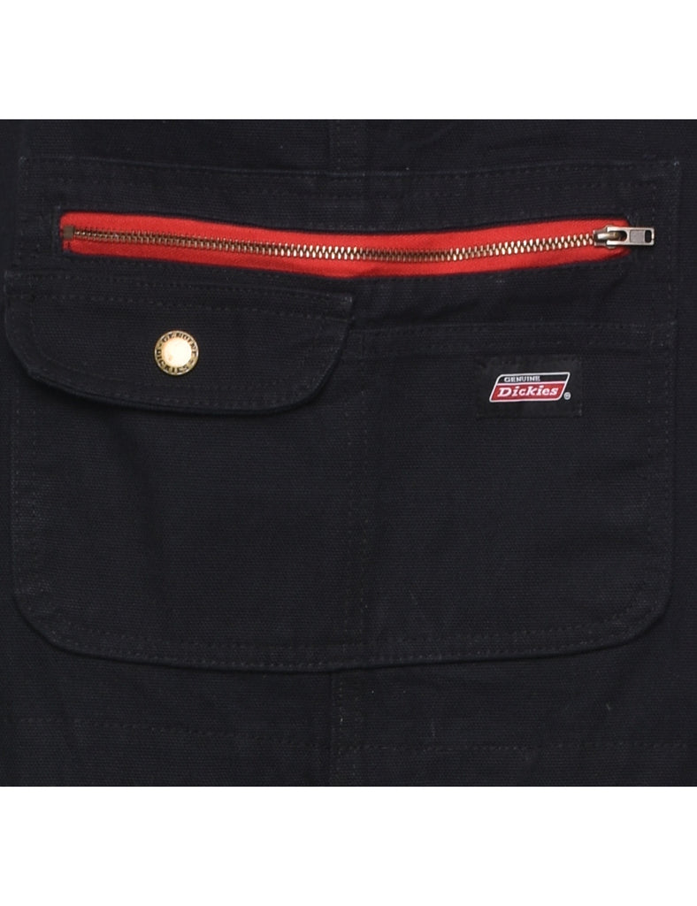 Dickies Black & Red Contrast Adjustable Dungarees - W42 L31