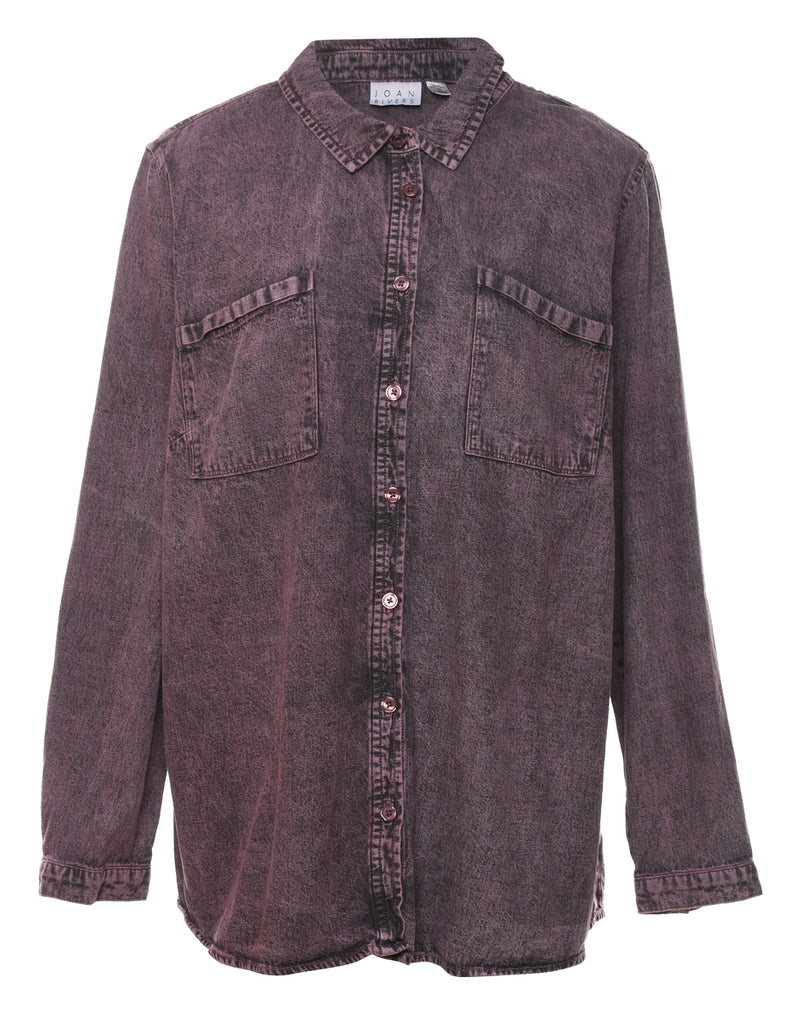 Distressed Plum & Black Denim Shirt - XL