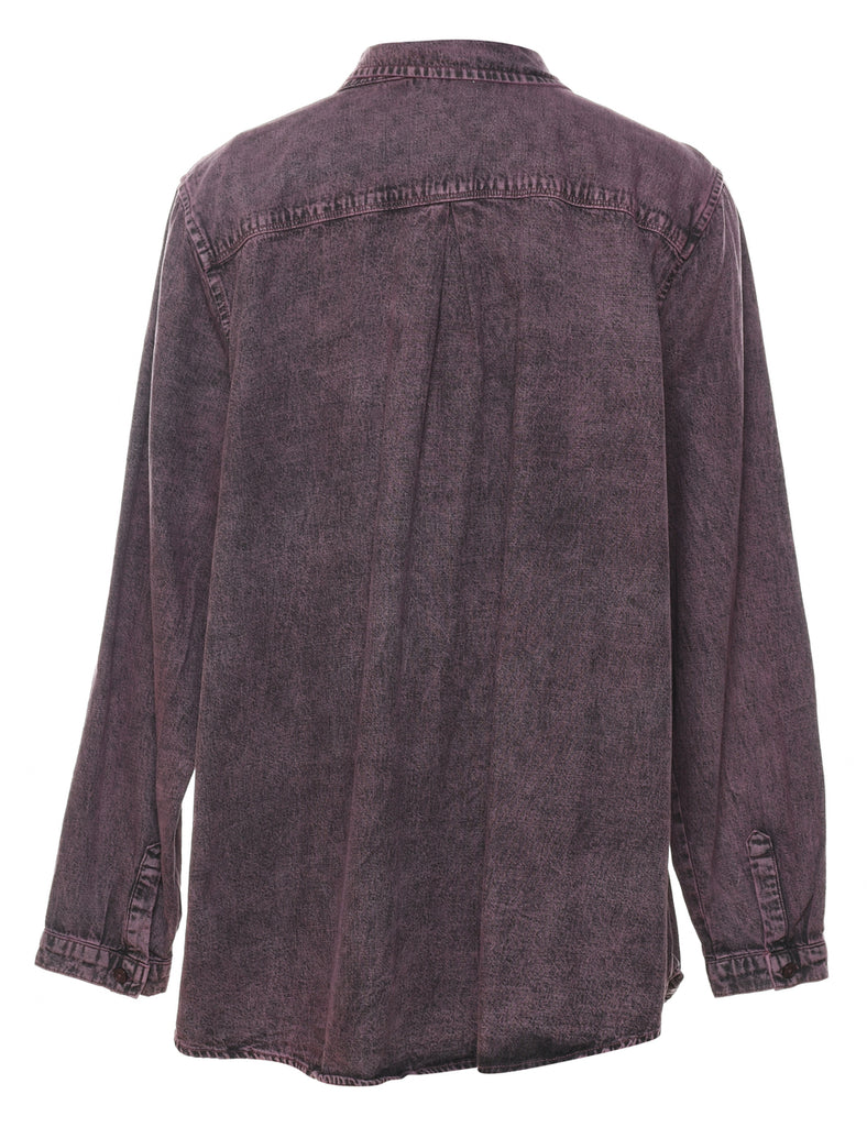 Distressed Plum & Black Denim Shirt - XL