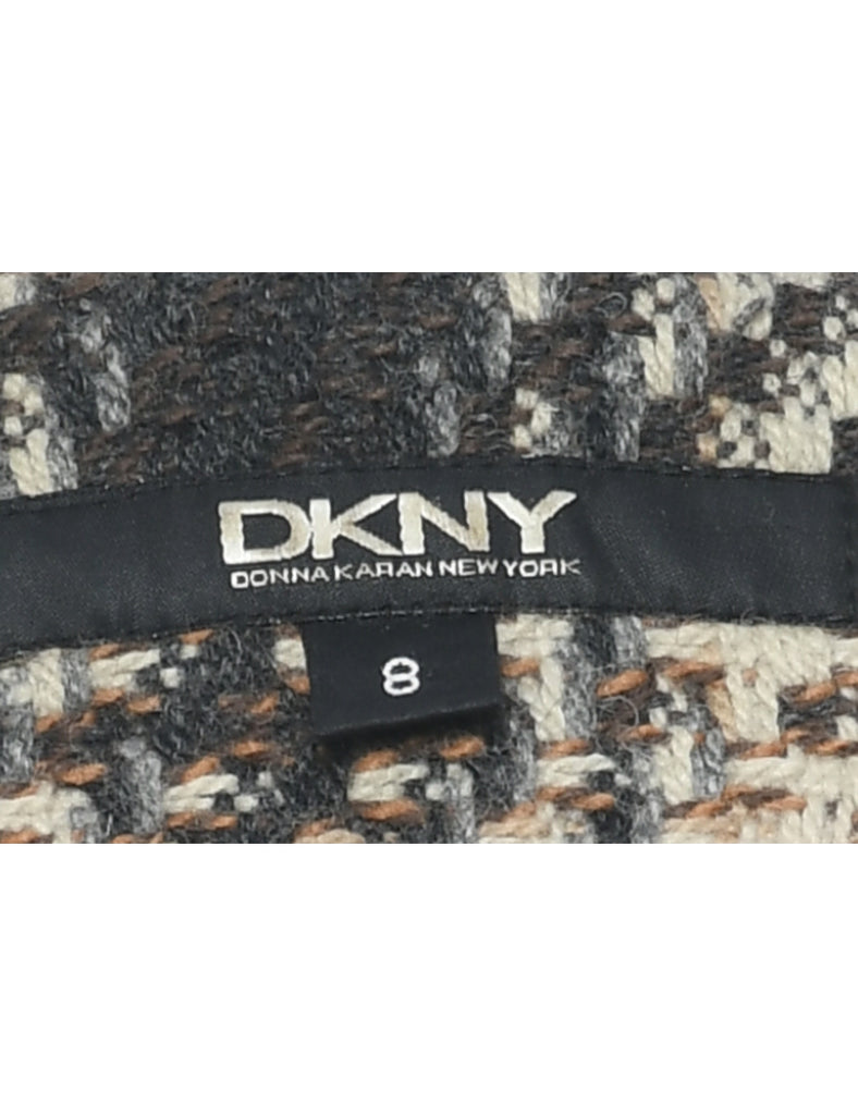 DKNY Checked Pattern Wool Coat - M