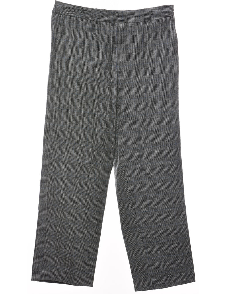 Dogtooth Check Dark Grey 1990s Trousers - W30 L29