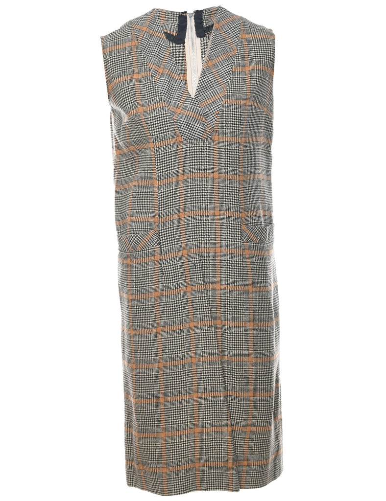 Dogtooth Check Sleeveless Dress - M