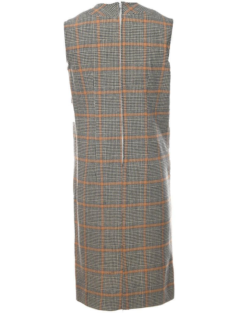 Dogtooth Check Sleeveless Dress - M