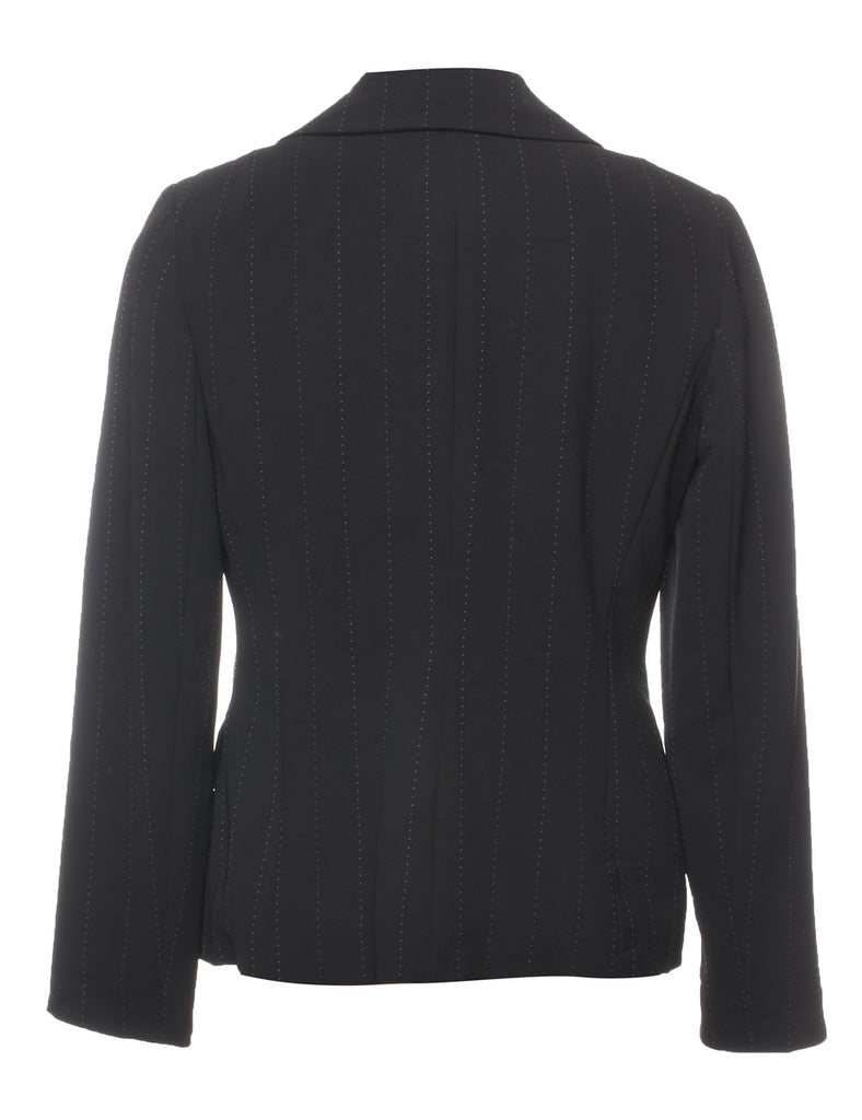 Doncaster Black Classic Pinstriped Blazer - M