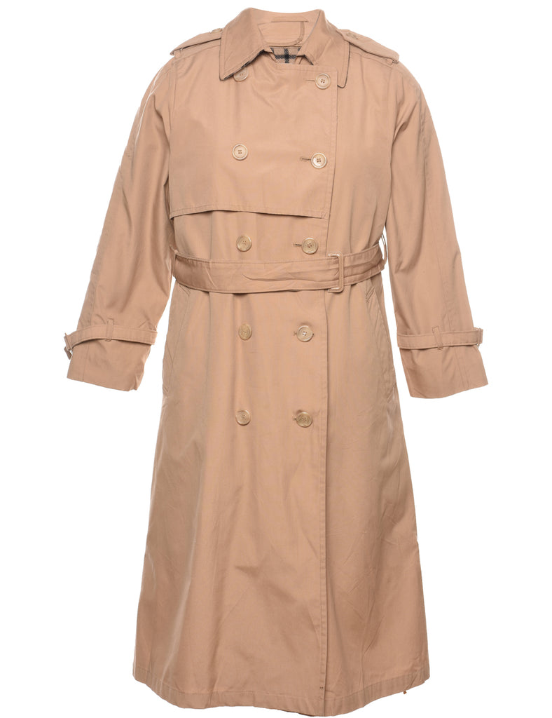 Double Breasted Classic Tan Trench Coat - M