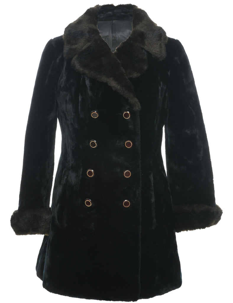 Double Breasted Faux Fur Coat - M