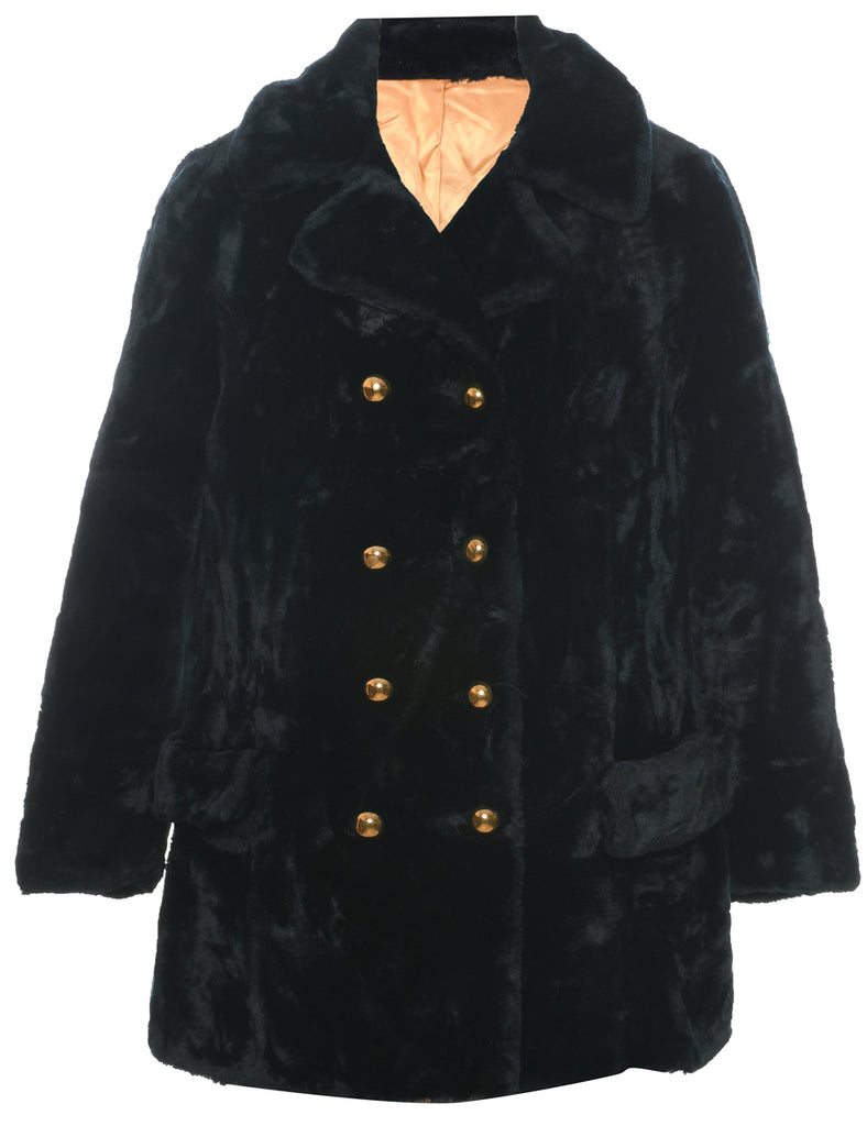 Double Breasted Faux Fur Coat - M