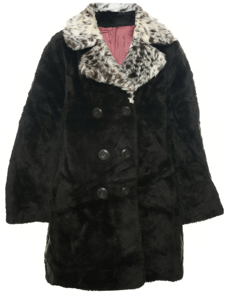 Double Breasted Faux Fur Coat - M