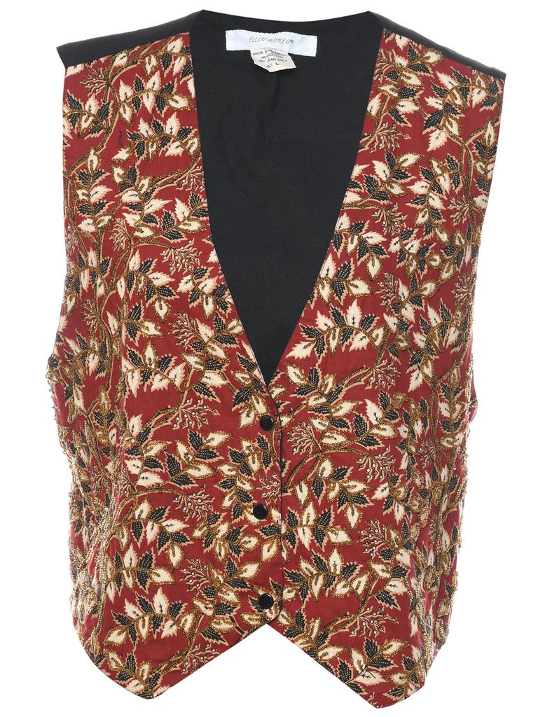 Ellen Ashley Leafy Print Waistcoat - L