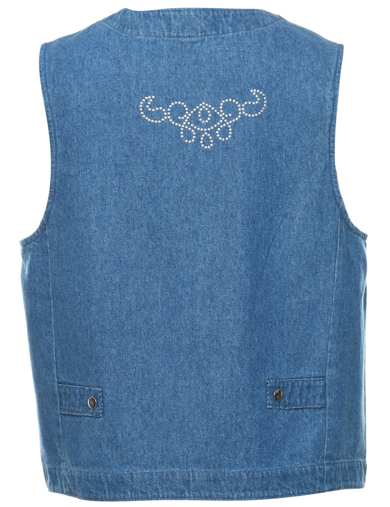 Embellished 1990s Denim Western Vest - L