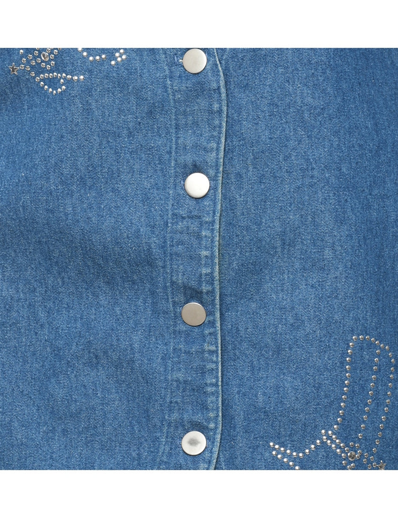 Embellished 1990s Denim Western Vest - L