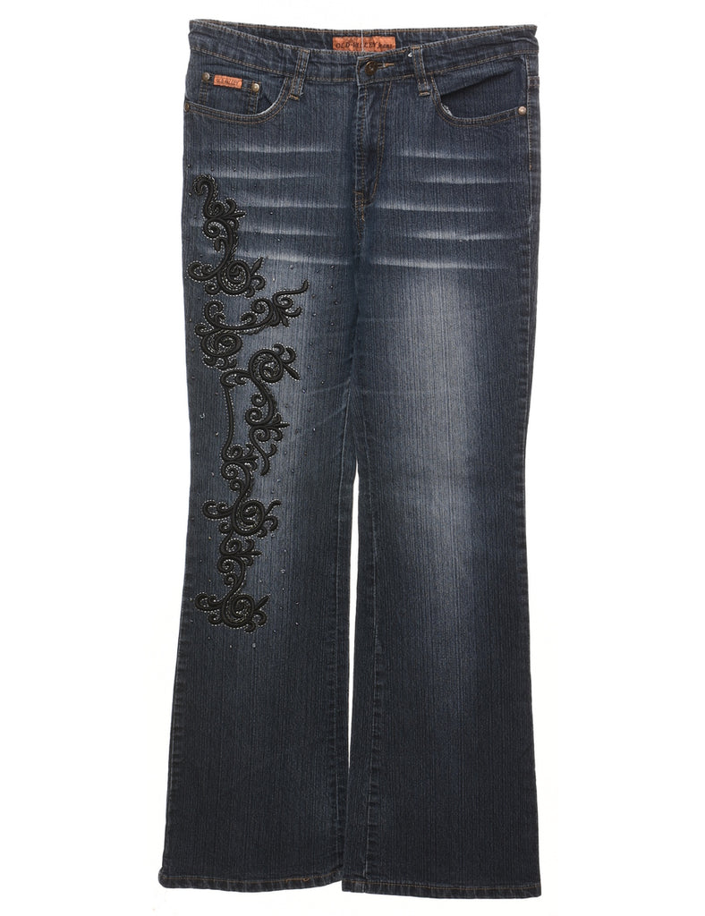 Embellished Dark Wash Y2K Bootcut Jeans - W30 L31