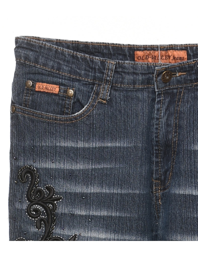 Embellished Dark Wash Y2K Bootcut Jeans - W30 L31