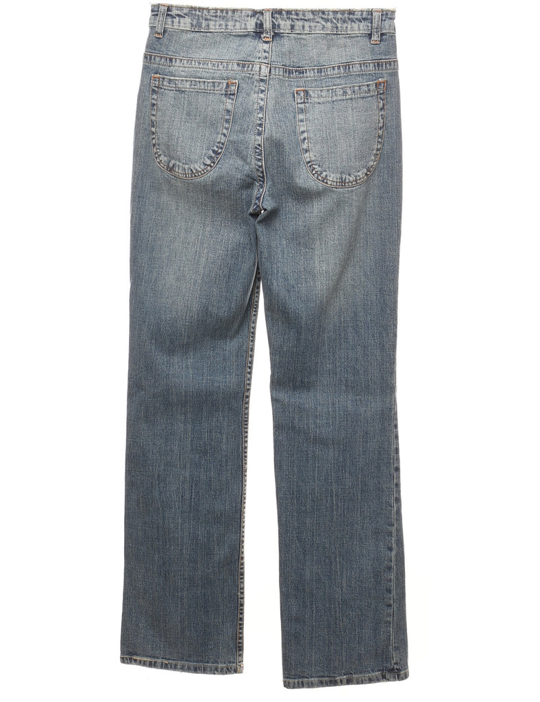 Embellished Faded Wash Y2K Straight-Fit Jeans - W29 L30