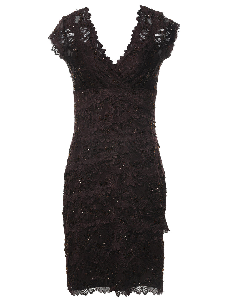 Embellished Lace Evening Dress - S