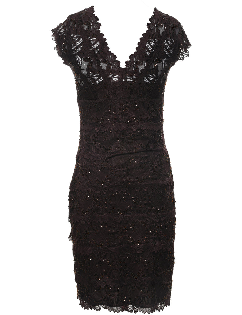 Embellished Lace Evening Dress - S