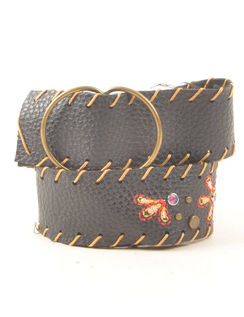 Embellished Leather Fashion Belt - L