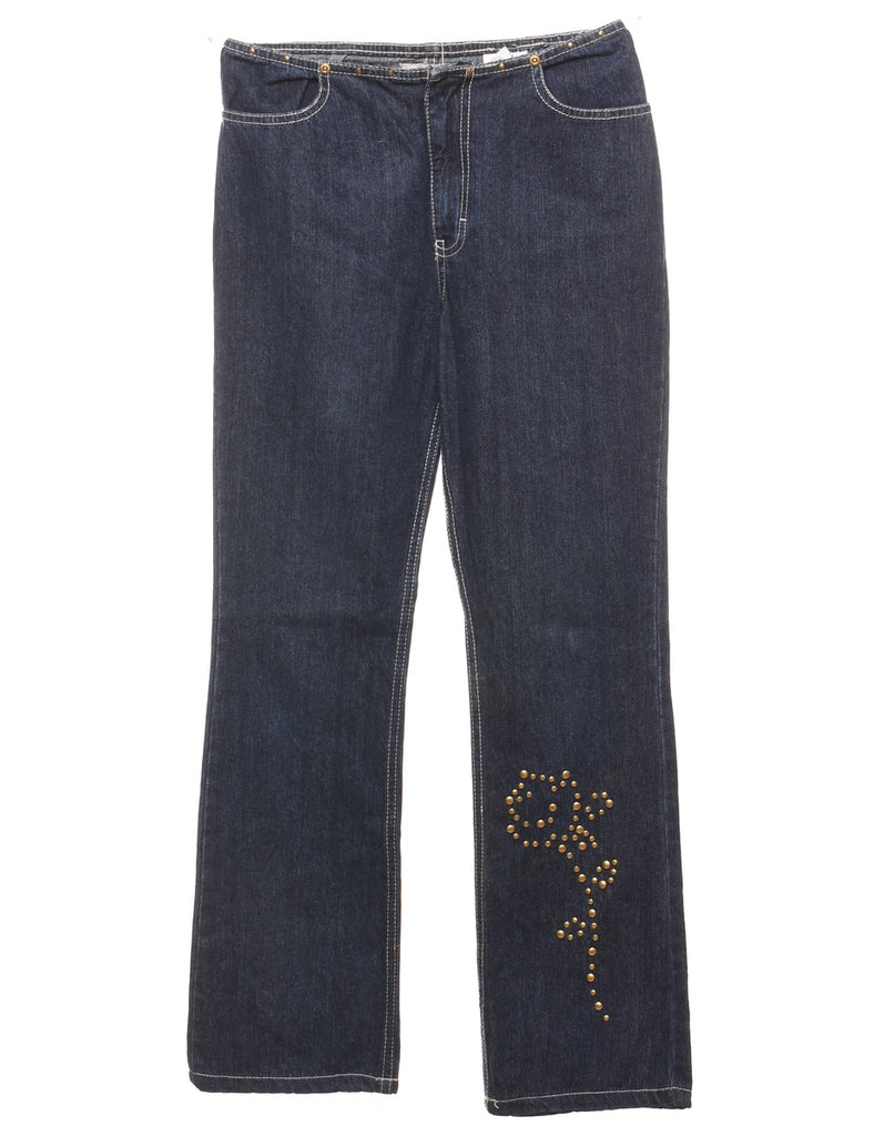 Embellished Straight-Fit Dark Wash Jeans - W26 L29