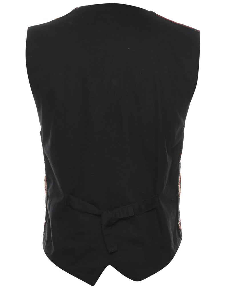 Embroidered Black Waistcoat - M