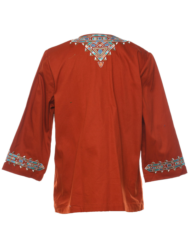 Embroidered Burnt Orange Bob Mackie Tapestry Jacket - S