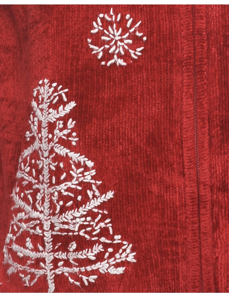 Embroidered Christmas Cardigan - M