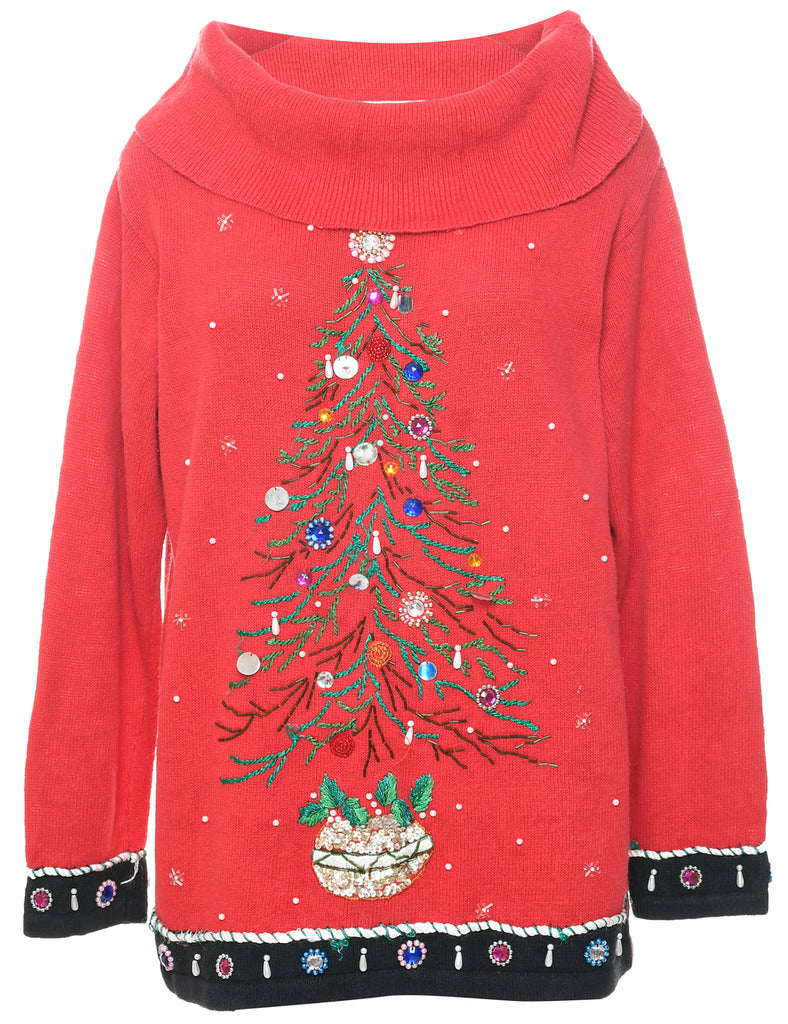 Embroidered Christmas Jumper - M