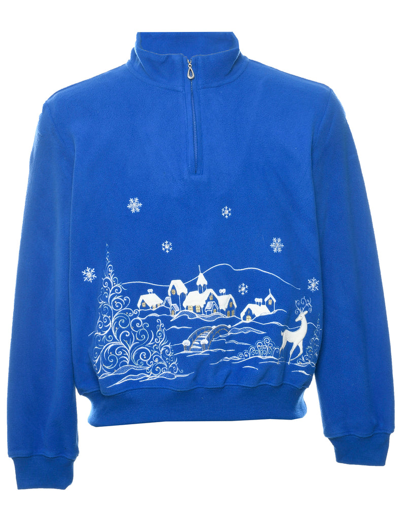 Embroidered Christmas Sweatshirt - M